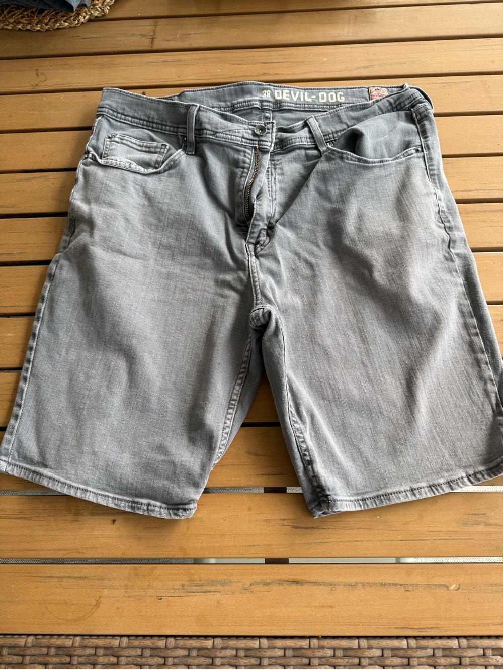 Men's Gray Denim Jean Shorts Devil Dog